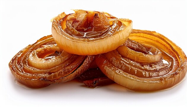 Photo Of Caramelized Onions Isolated On White Background
