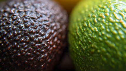 Close-up of Dark and Green Avocados