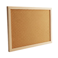 Corkboard with wooden frame, blank and ready for use, isolated on transparent background