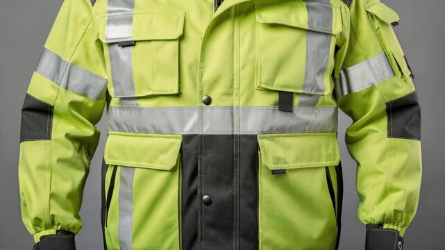 Crafting a lime highvisibility parka with reflective panel attachments showcasing precision sewing techniques for durable outdoor workwear.