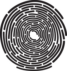 Fototapeta premium Circular maze design with black lines on white background