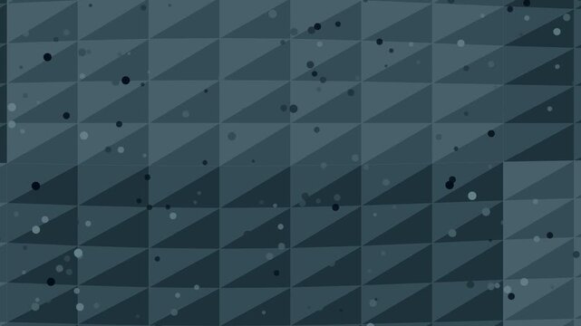 Dark blue geometric triangle grid pattern with floating particle loop