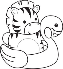 Obraz premium Coloring book of cute Zebra character clip art for children. Zebra 