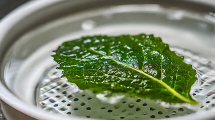 Fresh Mint Leaf in Water Bowl