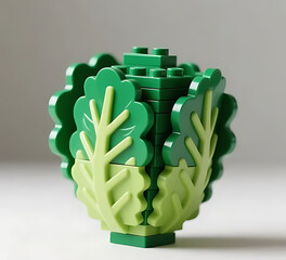 Fototapeta premium Hyper-realistic LEGO lettuce toy with layered green brick leaves