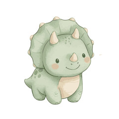 Cute Cartoon Triceratops Dinosaur Illustration. © Hato
