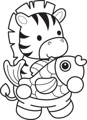 Obraz premium Coloring book of cute Zebra character clip art for children. Zebra 