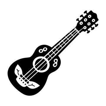 ukulele baritone silhouette icon illustration for string instrument music and performance design
