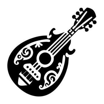 mandola silhouette icon illustration for classical and folk string instrument music design
