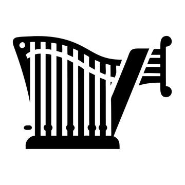 electric harp silhouette icon illustration for modern string instrument and electronic music design