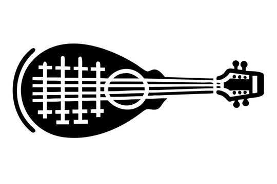 lute silhouette illustration for classical and medieval string instrument music design