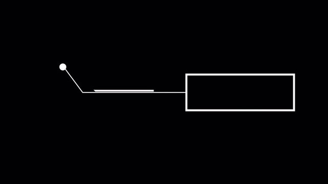 Futuristic Geometric Lower Third HUD Mark Line Animation 4K Alpha Channel White Square Text Box with Bent Pointer Line and Circle from Upper Left Clean HUD Callout Frame Transparent Background