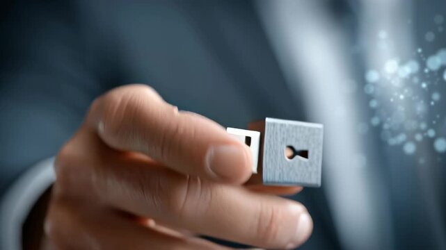 Cybersecurity and Data Privacy concept ,Hand holding USB flash drive with lock symbol representing data security and data