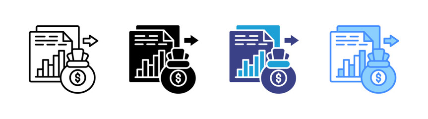 Obraz premium Expenses icon set multiple style collection