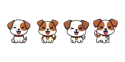 Kawaii Cute Puppy Dog Mascot Cartoon Set Isolated on White Background