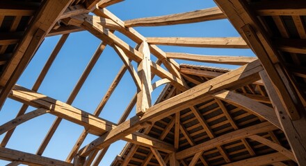 Wooden Roof Framing Under Construction 1.