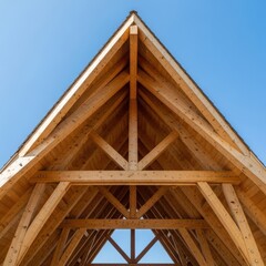 Wooden Roof Structure Against Blue Sky 1.