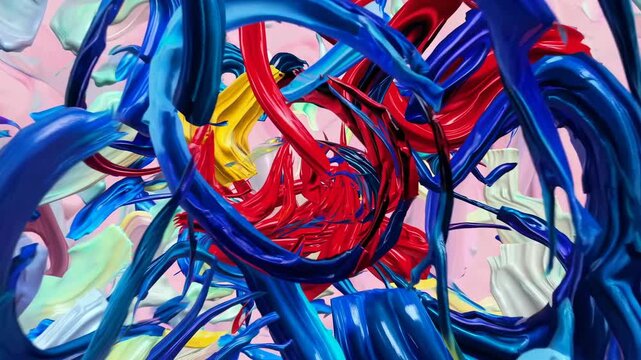 Vibrant abstract swirls in dynamic motion, captured from a top-down angle, evoke a sense of fluidity and energy, ideal for a creative video backdrop. Live desktop wallpaper.