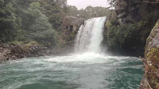 Tawhai Falls (Gollum's Pool) movie location with small waterfall in New Zealand. Travel
