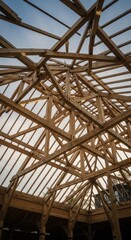 Wooden Roof Trusses Under Construction 2.