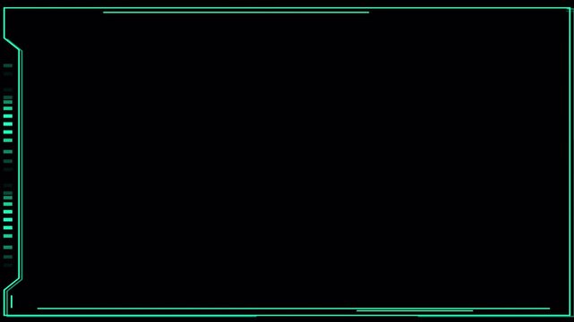 Blue Futuristic HUD Square Frame Digital Line Details Tech Interface Border Overlay Alpha Channel Transparent Background Titles Labels Data Display 4K Animation