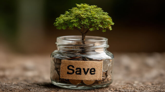 save money for investment concept plant growing out of coins