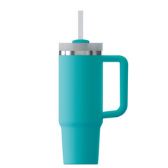 Tumbler with handle and straw