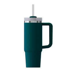 Tumbler with handle and straw