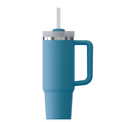 Tumbler with handle and straw