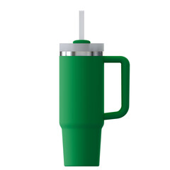 Tumbler with handle and straw