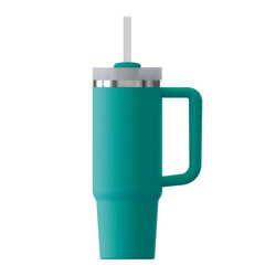 Tumbler with handle and straw