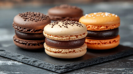 Fototapeta premium A french sweet delicacy, macaroons variety closeup