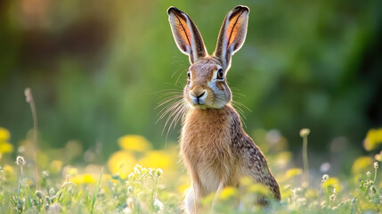 Fototapeta premium Small young Eastern Cottontail Rabbit, Sylvilagus floridanus,