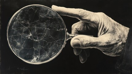 Magnifying Glass Focus on Cracked Surface.