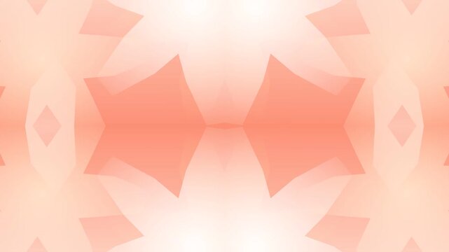 Abstract peach colored kaleidoscope pattern background with geometric shapes and symmetrical design elements creating a visually appealing aesthetic display