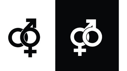 Black and white gender symbols on different backgrounds