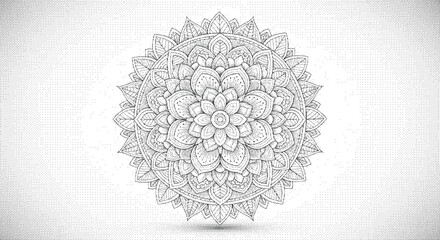 Intricate mandala design on textured background for coloring book pages