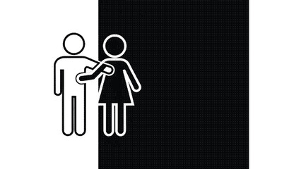 Stick figure of a man and woman standing together