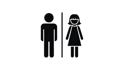 Black and white vector illustration of a man and woman standing side by side