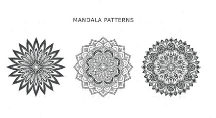 Black and white mandala patterns for coloring book pages