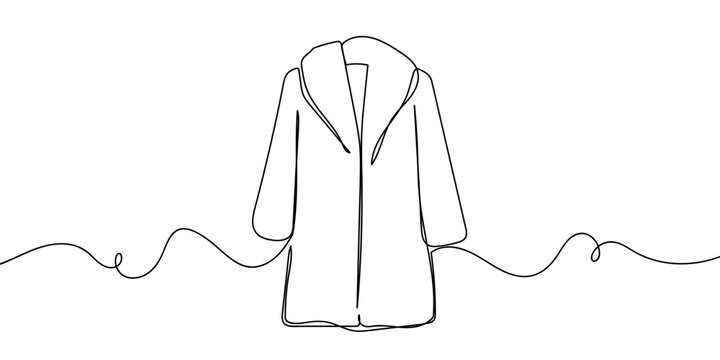 Continuous line drawing of a fur-lined winter jacket. single line vector illustration Editable stroke.