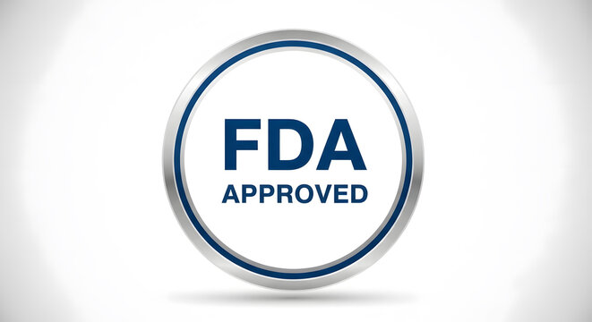 Official certification seal with silver border indicating food and drug administration compliance