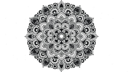 Intricate black and white mandala design