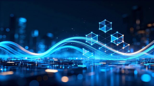 Abstract digital wave with cubes