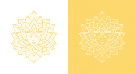 Golden mandala designs and yellow backgrounds