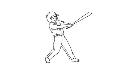 Obraz premium Baseball Player Swinging Bat Illustration.