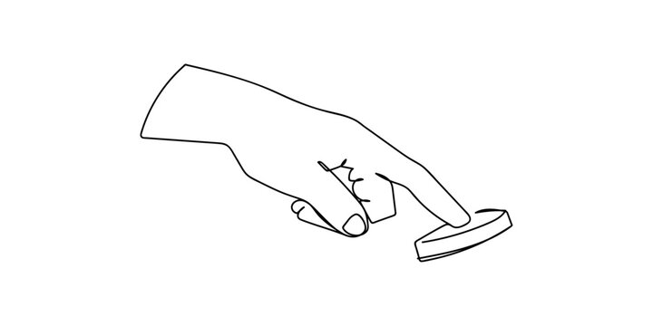 Continuous line drawing of a hand pointing a finger pressing a button. single line vector illustration Editable stroke.