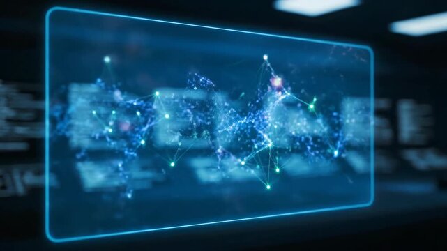 Abstract wave data stream on screen display, technology and science concept.