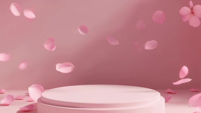 animation of a minimal abstract cherry blossom pink background with soft floating petals.
