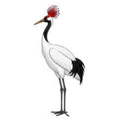 Obraz premium Elegant Crane Silhouette: A striking illustration of a Japanese crane, showcasing the bird's distinctive plumage and poise. It's a symbol of longevity and good fortune.